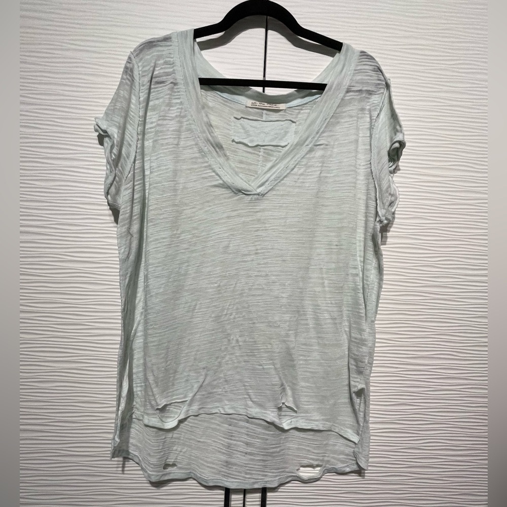 WE THE FREE SIZE M DESTROYED MINT HI/LOW GREEN TEE SHIRT OVERSIZED FIT